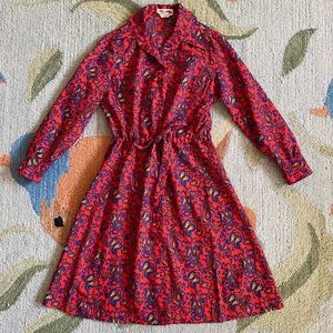 Young Traditions I 70s I Paisley Button-Up Shirtwaist Dress